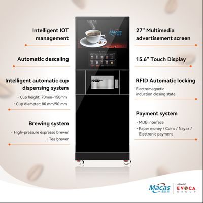 220VACタッチスクリーン 自動豆コーヒー機 QRコード注文